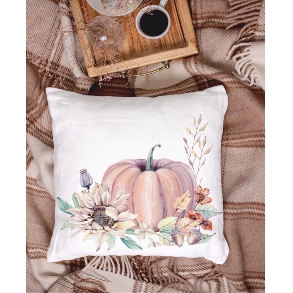 Pumpkin and Sunflower Pillow Cover